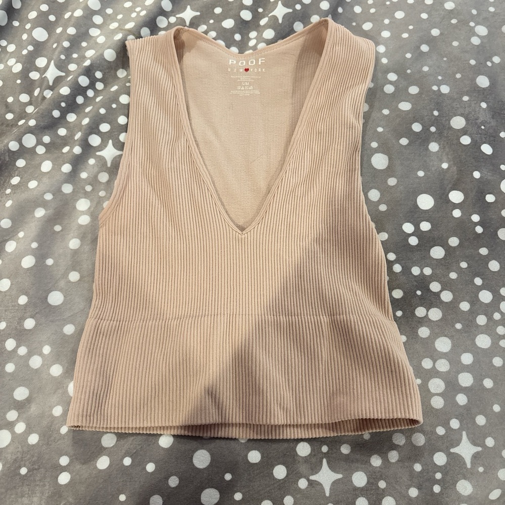 Poof! Light Pink Ribbed Sleeveless Tank Top